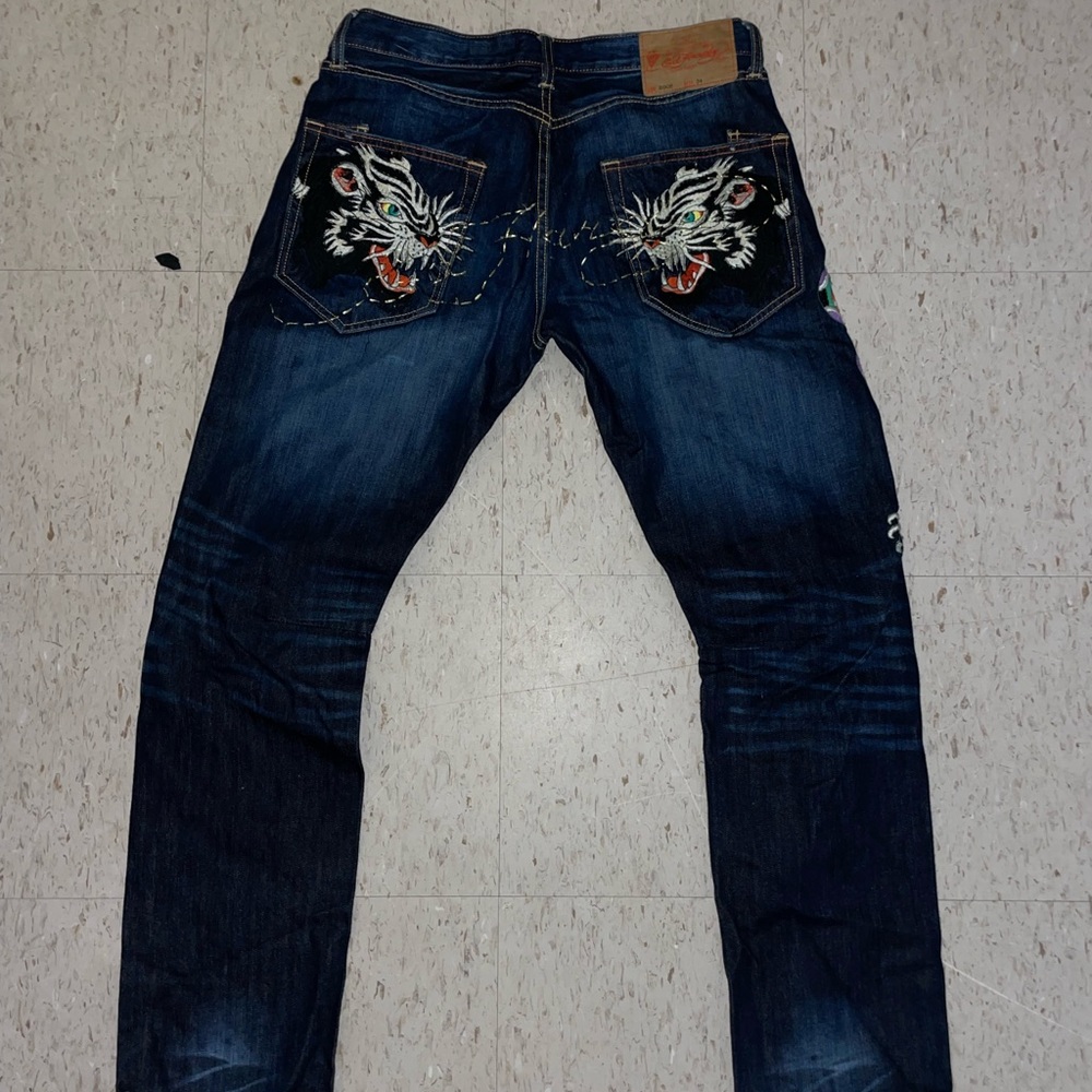 VTG Ed Hardy 2008 by Christian Audigier straight black jeansSZ 34OPEN TO OFFERS